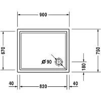 Duravit Rechteck-DW STARCK SLIMLINE m AS 900x750x45mm we