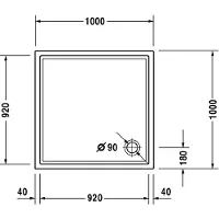 Duravit Quadrat-Duschwanne SLIMLINE STARCK 1000 x 1000 x 50 mm weiß
