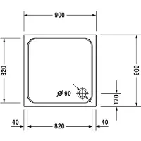 Duravit Quadrat-Duschwanne D-CODE mit Antislip, weiss 900x900x85mm