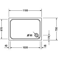 Duravit Rechteck-Duschwanne D-CODE mit Antislip, weiss 1100x750x85mm