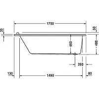 Duravit Badewanne Starck 170 x 75 x 48 cm 1 Rückenschräge, Einbauversion, weiß, 700335000000000