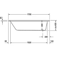 Duravit Badewanne D-Code 170 x 75 x 42 cm Einbauversion, Ablauf Fußbereich, weiß, 700100000000000