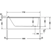 Duravit Badewanne Starck 170 x 90 x 48 cm 1 Rückenschräge, Einbauversion, weiß, 700337000000000