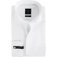 Profuomo Herren Hemden Fine Twill - Slim Fit - Non Iron Extra Long Sleeve - Wit - Größe 45