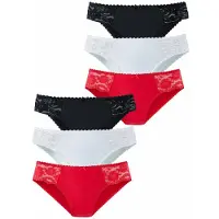 Petite fleur Jazz-Pants Slips mehrfarbig Gr. 32/34 für Damen. Mit Spitze, Schleife. Körpernah. Nachhaltig.