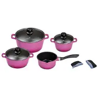 King Topf-Set , lila (violett), Töpfe, Topf-Set, mit gratis Henkelpads, Induktion