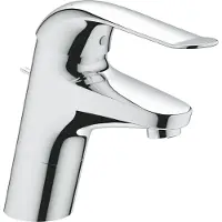 GROHE Euroeco Special Einhand-Waschtischbatterie, Ausladung 129mm, Zugstangen-Ablaufgarnitur, 32766000