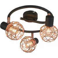 QAZQA Moderner schwarzer Deckenstraher mit kupfer 3 flammig - Mesh