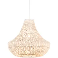 QAZQA - Design Retro-Hängelampe I Pendellampe I Pendelleuchte weiß 50 cm - Lina Cono 50 I Wohnzimmer I Schlafzimmer - Seil Rund - LED geeignet E27