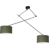 QAZQA Hängelampe schwarz mit Schirm 35 cm grün verstellbar - Blitz II