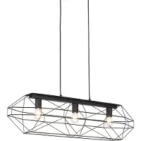 QAZQA - Design Industrie I Vintage I Hängelampe I Pendellampe I Pendelleuchte schwarz 3-flammig - Karkasse I Wohnzimmer - Stahl Länglich - LED geeignet E27