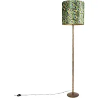 QAZQA Vintage Stehleuchte Gold mit Pfauenschirm 40 cm Simplo