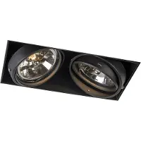QAZQA - Modern Einbauspot schwarz AR111 drehbar und kippbar, randlos 2-Licht - Oneon I Wohnzimmer I Schlafzimmer - Stahl Rechteckig - LED geeignet G53
