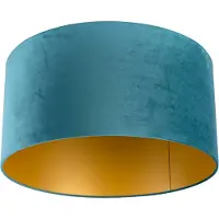 QAZQA Samt Lampenschirm blau 50/50/25 mit goldener Innenseite