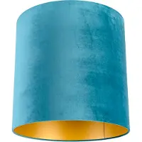 QAZQA Samt Lampenschirm blau 40/40/40 mit goldener Innenseite