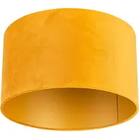 QAZQA Samt Lampenschirm Gelb 35/35/20 mit goldener Innenseite