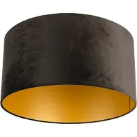 QAZQA Samt Lampenschirm schwarz 50/50/25 mit goldener Innenseite