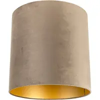 QAZQA Samt Lampenschirm Taupe 40/40/40 mit goldener Innenseite