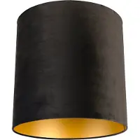 QAZQA Samt Lampenschirm schwarz 40/40/40 mit goldener Innenseite