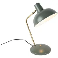 QAZQA - Modern Retro Tischlampe grün mit Bronze - Milou I Wohnzimmer I Schlafzimmer - Stahl Rund - LED geeignet E14