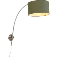 QAZQA - Modern stahl I nickel mattwandbogenlampe mit schattengrünem 35I35I20 einstellbar I Wohnzimmer I Schlafzimmer - Stahl Rund - LED geeignet E27