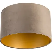 QAZQA Velours Lampenschirm taupe 35/35/20 mit goldenem Interieur