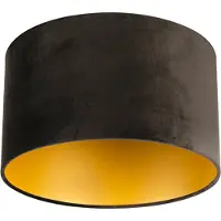 QAZQA Samt Lampenschirm schwarz 35/35/20 mit goldener Innenseite