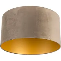 QAZQA Samt Lampenschirm Taupe 50/50/25 mit goldener Innenseite