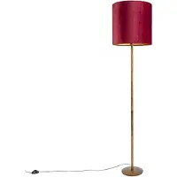 QAZQA Vintage Stehleuchte Gold mit Rotem Schirm 40 cm Simplo