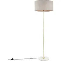 QAZQA Messing Stehlampe mit grauem Schirm 50 cm - Kaso
