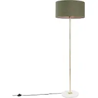 QAZQA Messing Stehlampe mit grünem Schirm 50 cm - Kaso