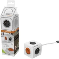 Allocacoc Eco PowerCube Remote Extended mit Schalter, 4 fach Steckdose zum Stromsparen, 230V Schuko