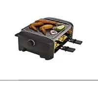 Princess 162810 Raclette 4 Stone Grill Party, 4 Person(en), Schwarz, Rechteckig, Stein, 210 x 210 mm, Drehregler