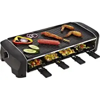 Princess 162840 Raclette 8 Grill und Teppanyaki Party, 8 Person(en), Schwarz, Rechteckig, Aluminium, 420 x 210 mm, Drehregler