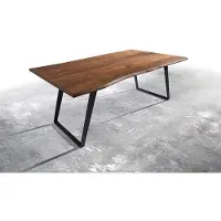 DELIFE Esstisch Edge 200x100 Akazie Braun Metall Schräg Live-Edge