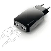Cellularline USB Charger Dual Ultra - Fast Charge - iPhone, Samsung, Huawei and other Smartphones and Tablets, Drinnen, AC, 5 V, Schwarz