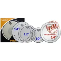Remo Pinstripe Tom Pack - 10 12 14" Köpfe + Gratis 14 Powerstroke 3