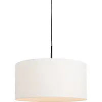 QAZQA Moderne Hängelampe schwarz mit weißem Schirm 50 cm - Combi 1