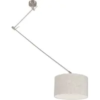 QAZQA - Modern Hängelampe I Pendellampe I Pendelleuchte Stahl I Silber I nickel matt mit Schirm 35 cm grau verstellbar - Blitz I I Wohnzimmer I Schlafzimmer - Stahl Rund - LED geeignet E27
