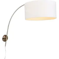 QAZQA Moderne Wandbogenlampe Stahl mit weißem Schirm 50/50/25 verstellbar