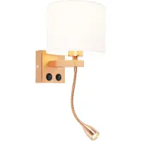 QAZQA Art Deco Wandlampe Kupfer mit weißem Schirm - Brescia