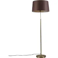 QAZQA Stehleuchte Gold Messing mit Schirm Braun Verstellbar 45 cm Parte