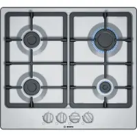 Bosch Serie 4 PGP6B5B90, Edelstahl, Integriert, 60 cm, Gaskochfeld, Edelstahl, 4 Zone(n)