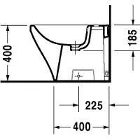 Duravit Stand-Bidet BACK-TO-WALL DURASTYLE mit Überlauf, Hahnlochbank, 370 x 570 mm, 1 Hahnloch weiß