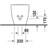 Duravit Stand-Bidet HAPPY D.2 BACK-TO-WALL m ÜL HLB 365x570mm 1 Hahnloch weiß WG weiß