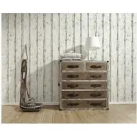 AS-Creation Vliestapete "Elements Vliestapete Holz-Optik Mustertapete Weiß Grau Vintage" Strukturmuster strukturiert moderne Tapete mit Holzlatten Struktur für Wohnzimmer Küche