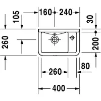 Duravit Handwaschbecken STARCK 3 mit Überlauf, Hahnlochbank, 400 x 260 mm, 1 Hahnloch rechts weiß