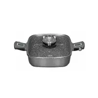 Stoneline SMART Eckpfanne 24x24cm, abnehmbareGriffe, Aroma-Glasdeckel