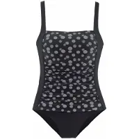 LASCANA Badeanzug , Damen, Gr. 38, Cup E, schwarz-weiß (schwarz, weiß), Polyamid, gepunktet, Badeanzüge Badeanzug, im modischen Design mit Shaping-Effekt