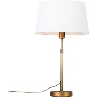 QAZQA Tischlampe Bronze mit Schirm weiß 35 cm verstellbar - Parte